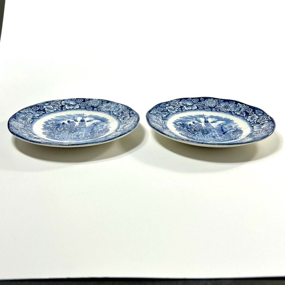 4 Vtg Liberty Blue Old North Church 5.75 inches saucersColonial Scenes Pre-Owned - Picture 7 of 13